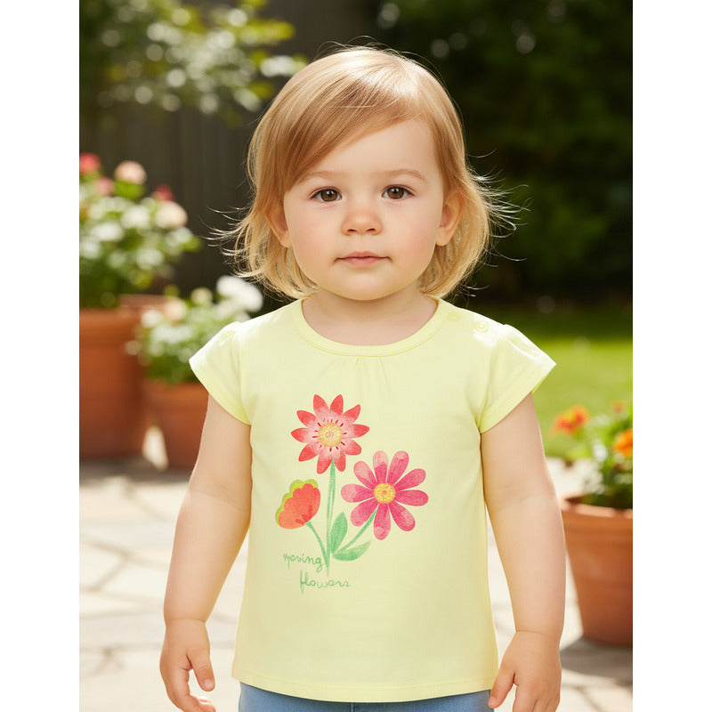 Blusa Ligera Casual  Manga Corta Para Bebé Marca Losan®